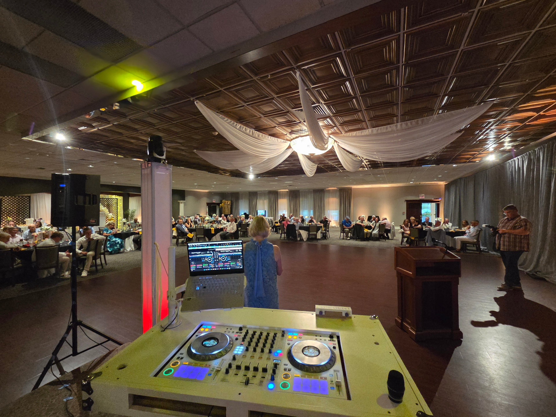Anniversary celebration ballroom with DJ booth